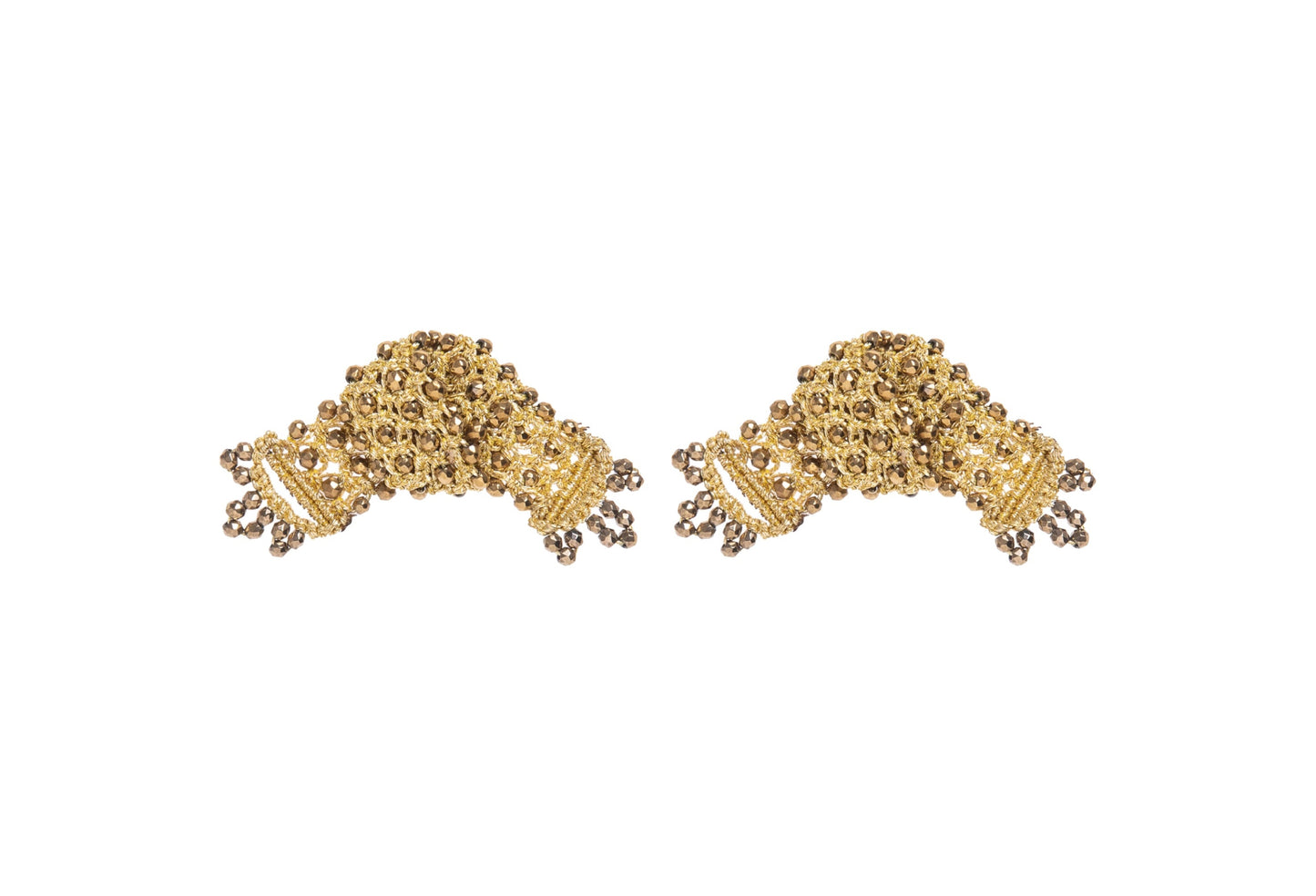 Fine handcrafted gemstone lace stud earrings on white backround