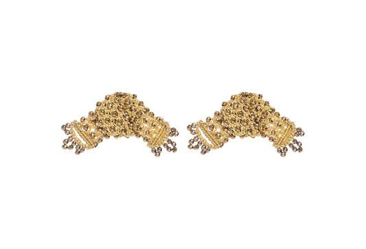 Fine handcrafted gemstone lace stud earrings on white backround