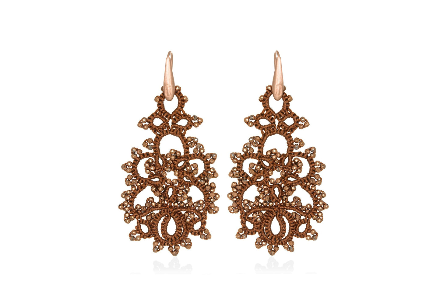 Melina handcrafted gemstone lace earrings ecaille bronze