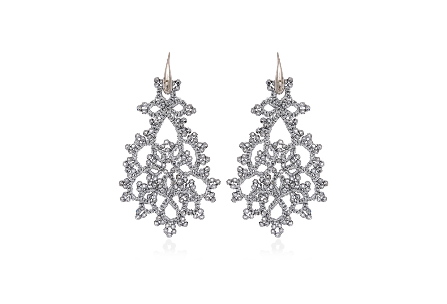 Melina handcrafted gemstone lace earrings silver