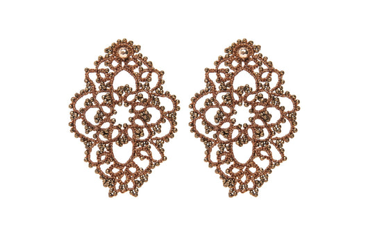 Theodora handcrafted gemstone lace earrings bronze 
