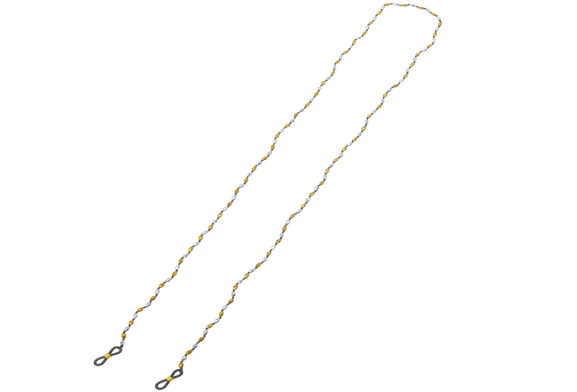 Eyeglass handcrafted chain with natural gemstones on white backround