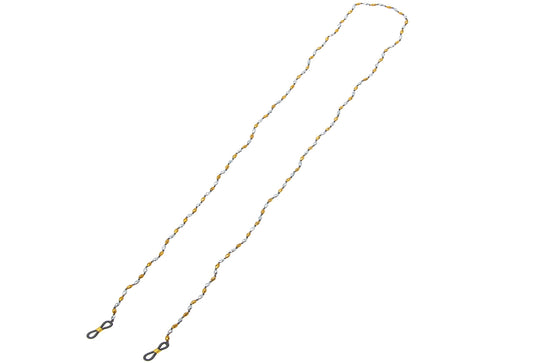 Eyeglass handcrafted chain with natural gemstones on white backround