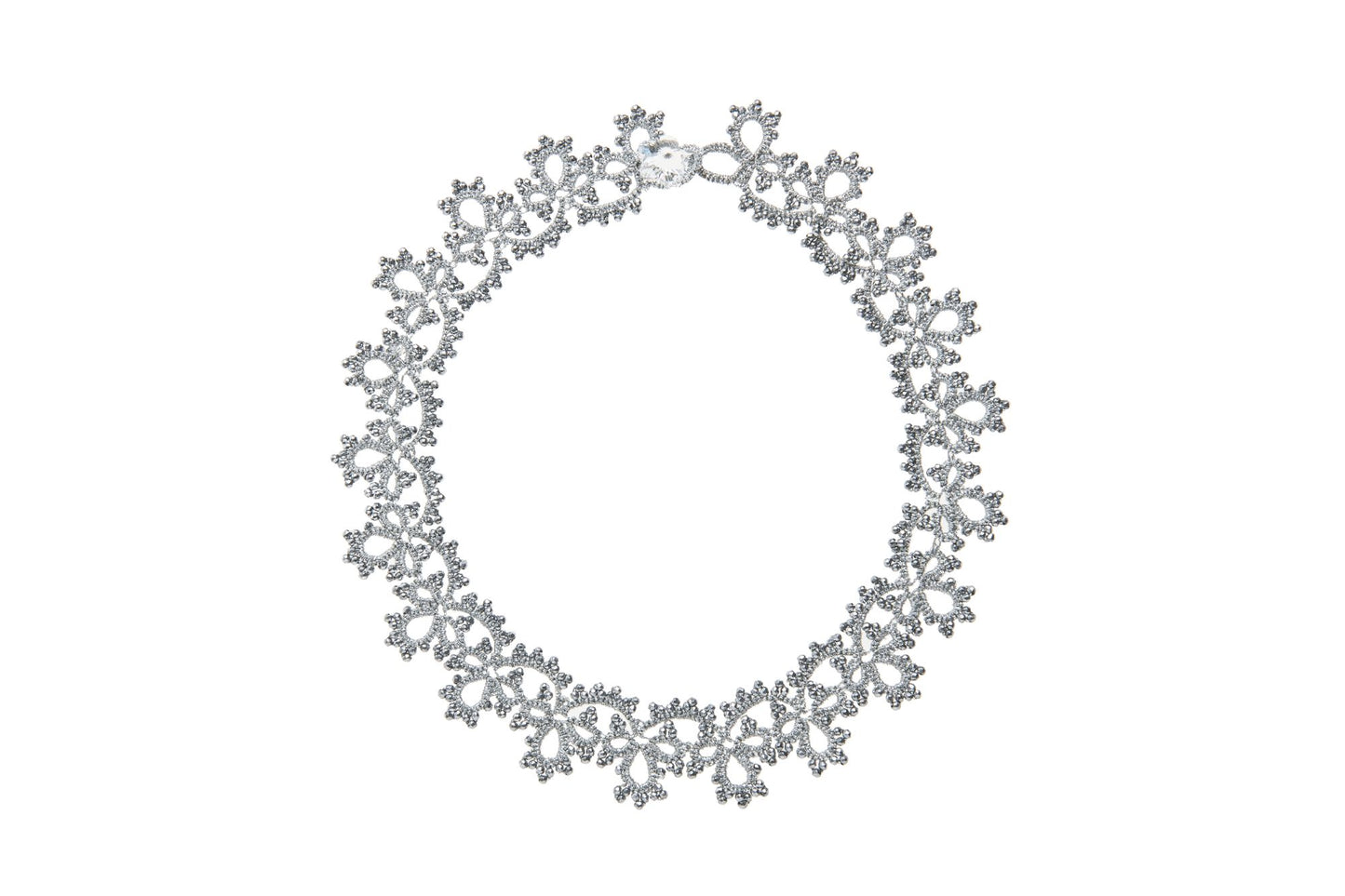 Amelia handcrafted lace choker silver  on a white background