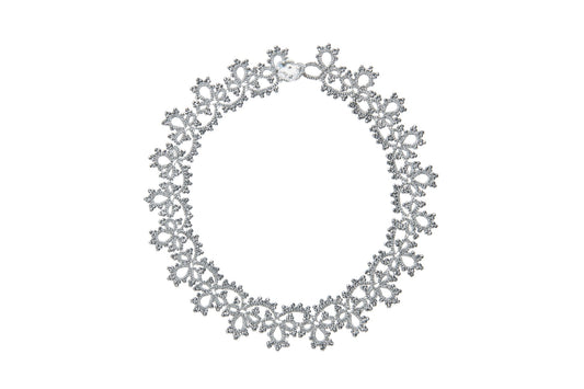 Amelia handcrafted lace choker silver  on a white background