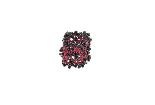 Art Deco handcrafted gemstone lace ring burgundy black