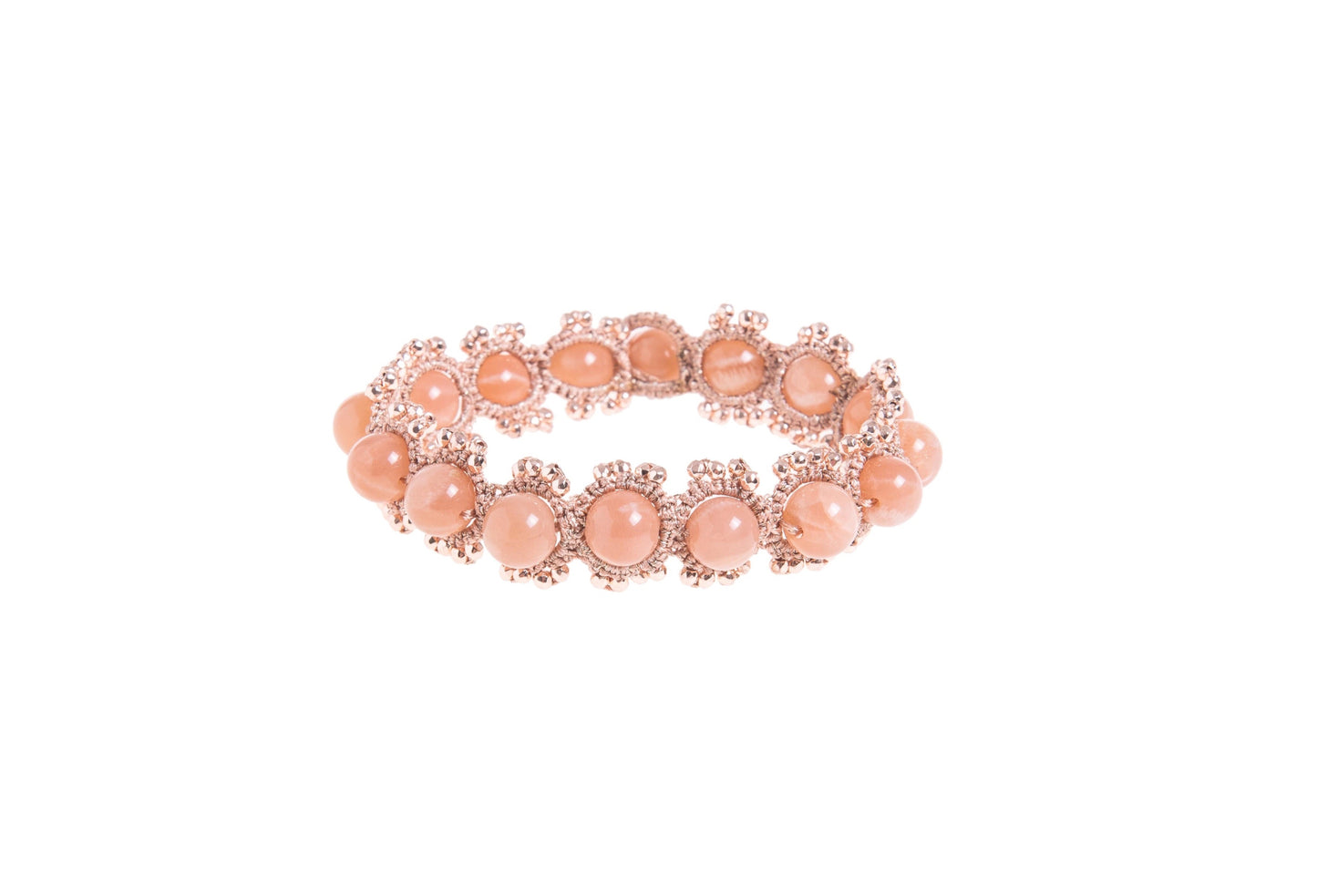 Sunstone hematite bracelet on a white background