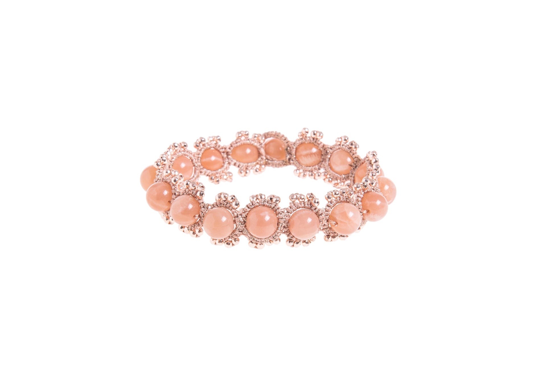 Sunstone hematite bracelet on a white background