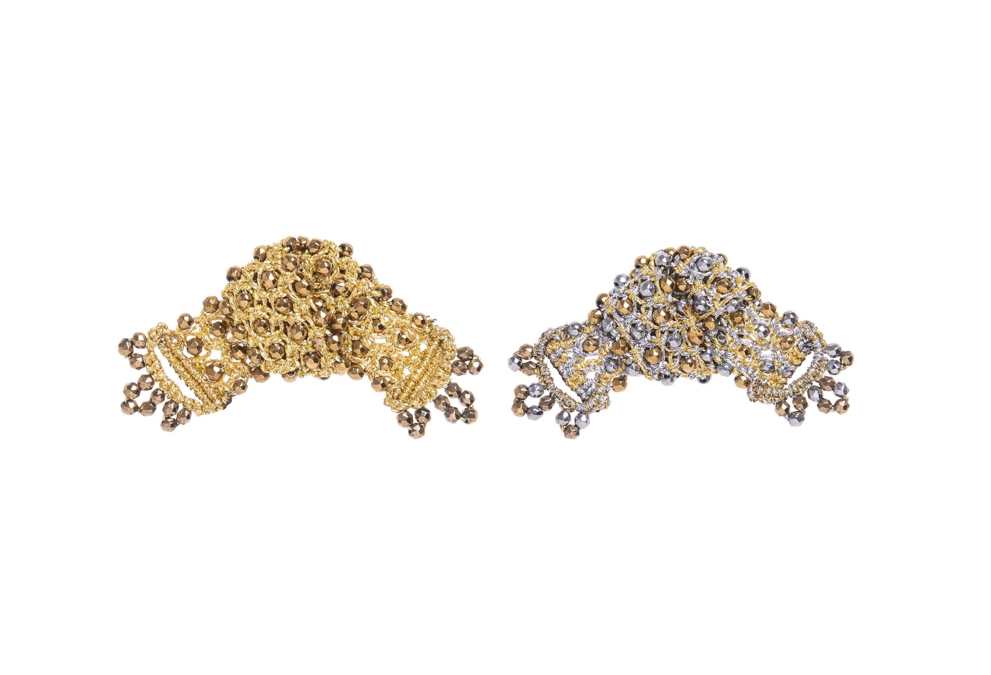 Fine handcrafted gemstone lace stud earrings on white backround
