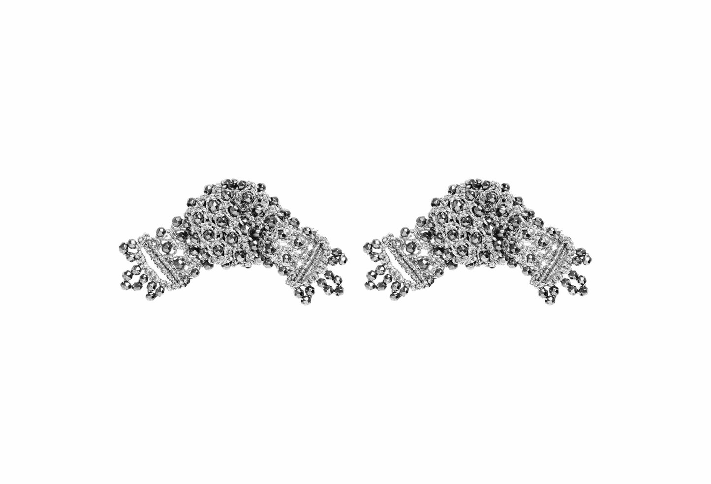 Japanese Bow stud handcrafted lace earrings silver