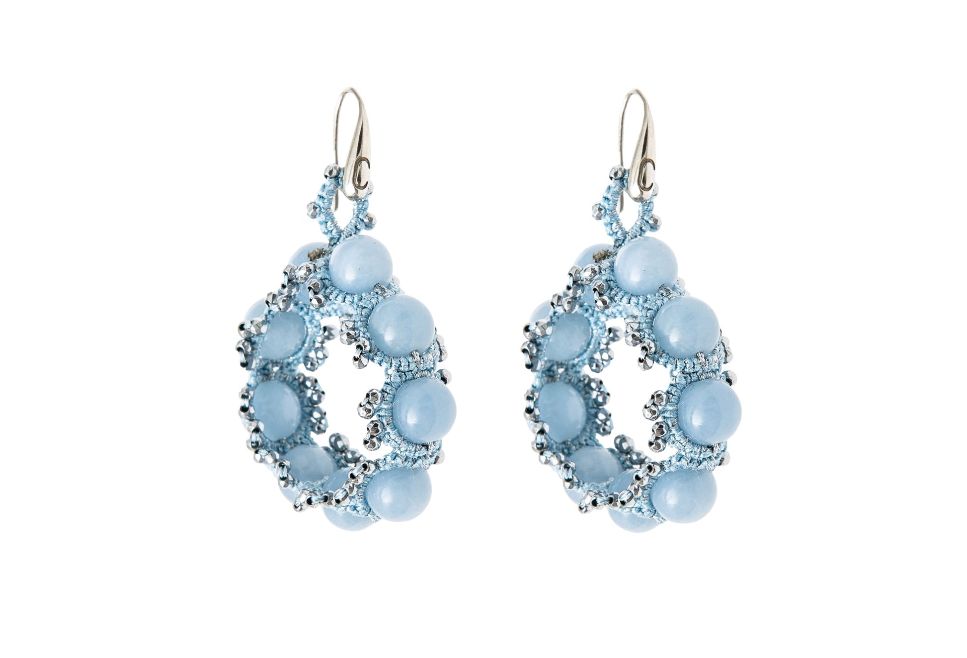 Hoops handcrafted gemstone lace earrings angelite