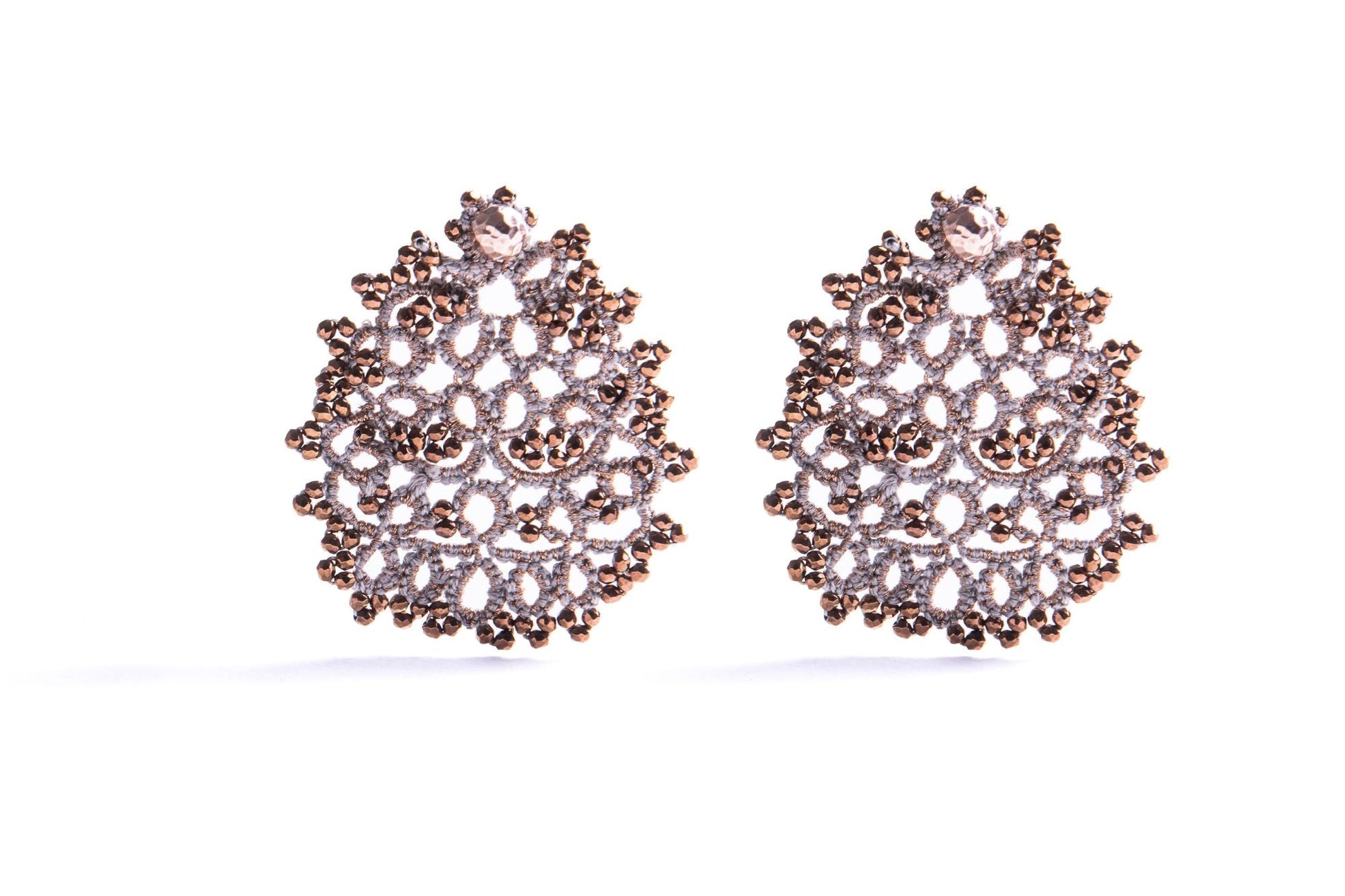 Indy botanical dyed handcrafted gemstone lace earrings