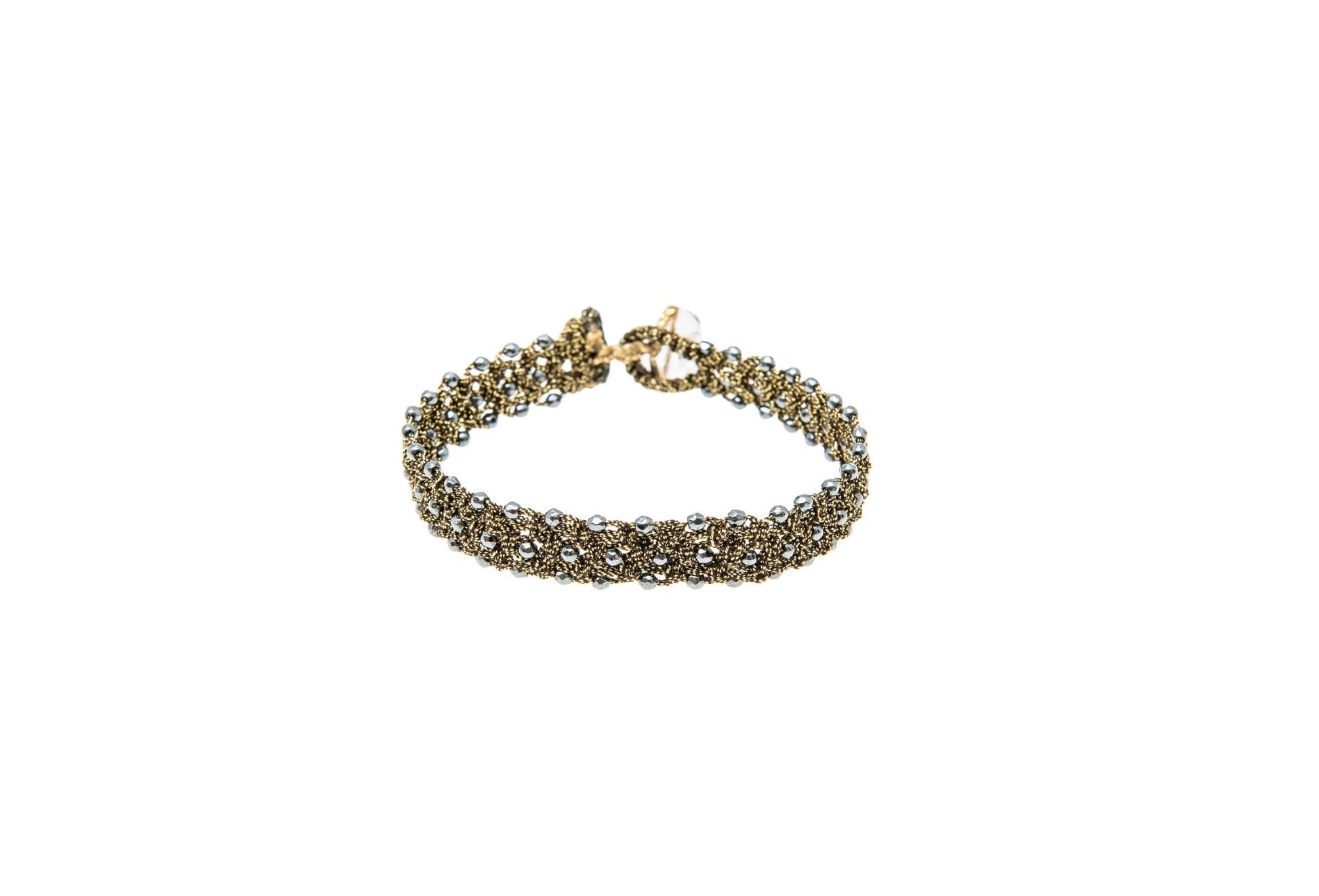 Tennis handcrafted gemstone lace bracelet antique gold