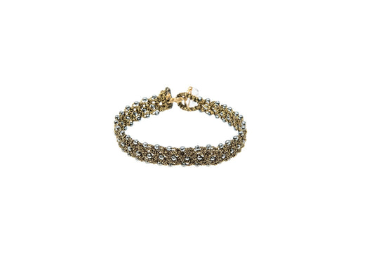 Tennis handcrafted gemstone lace bracelet antique gold