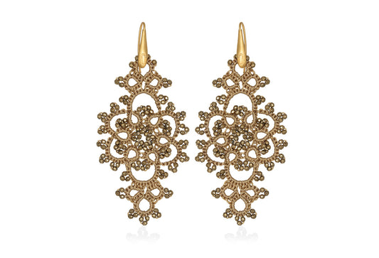 Thalia handcrafted gemstone lace earrings gold