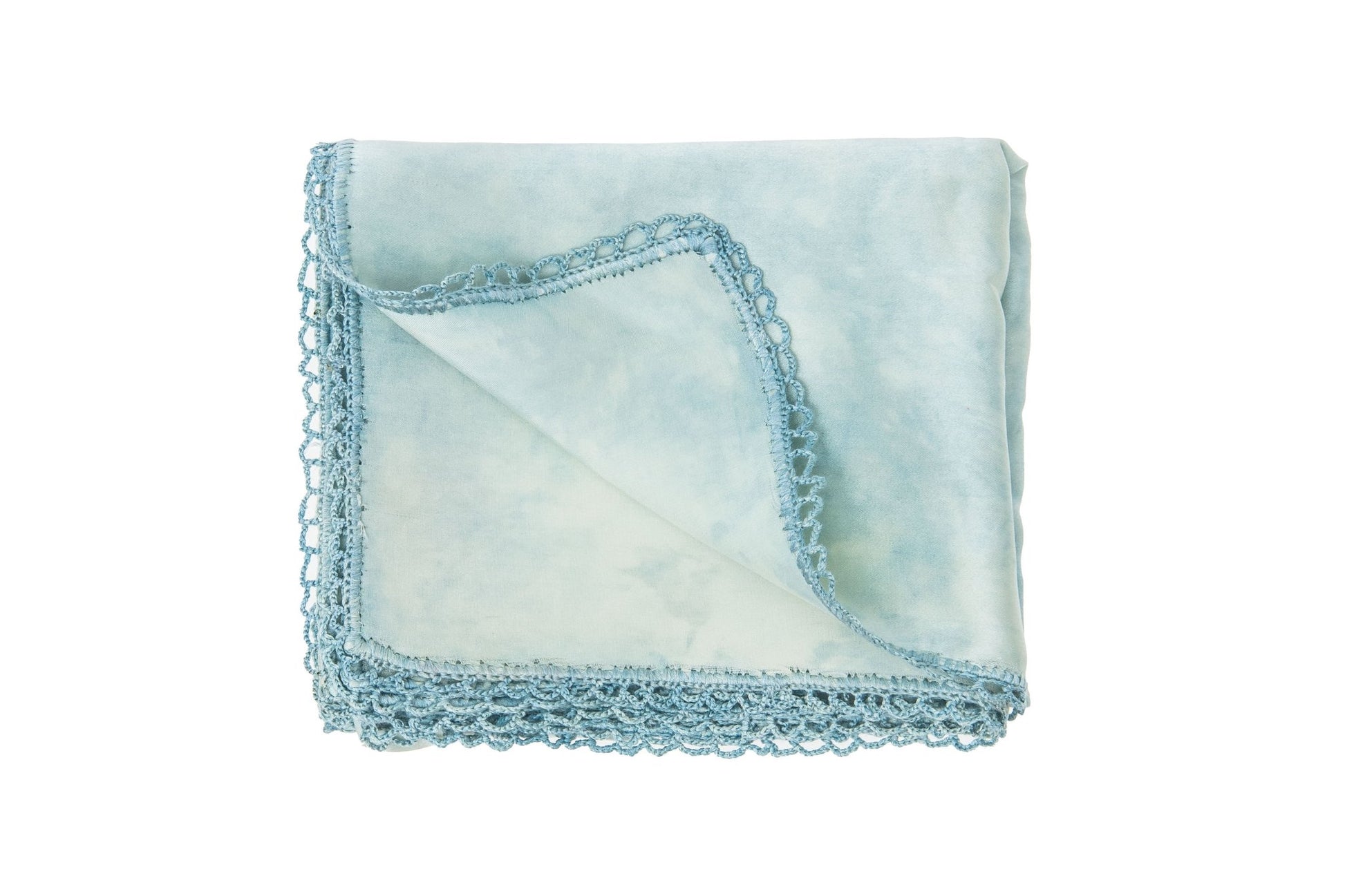 View of Botanical dyed silk scarf, med blue 