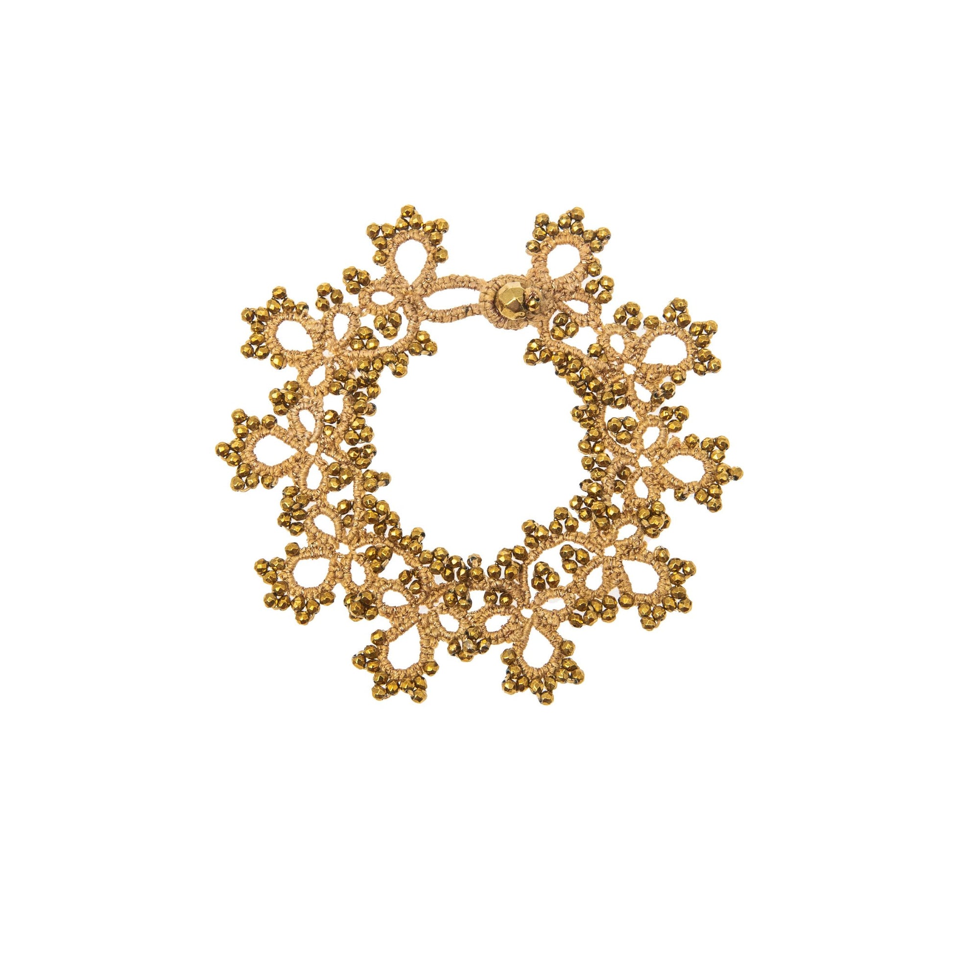 Amelia botanically dyed handcrafted lace bracelet onion skins