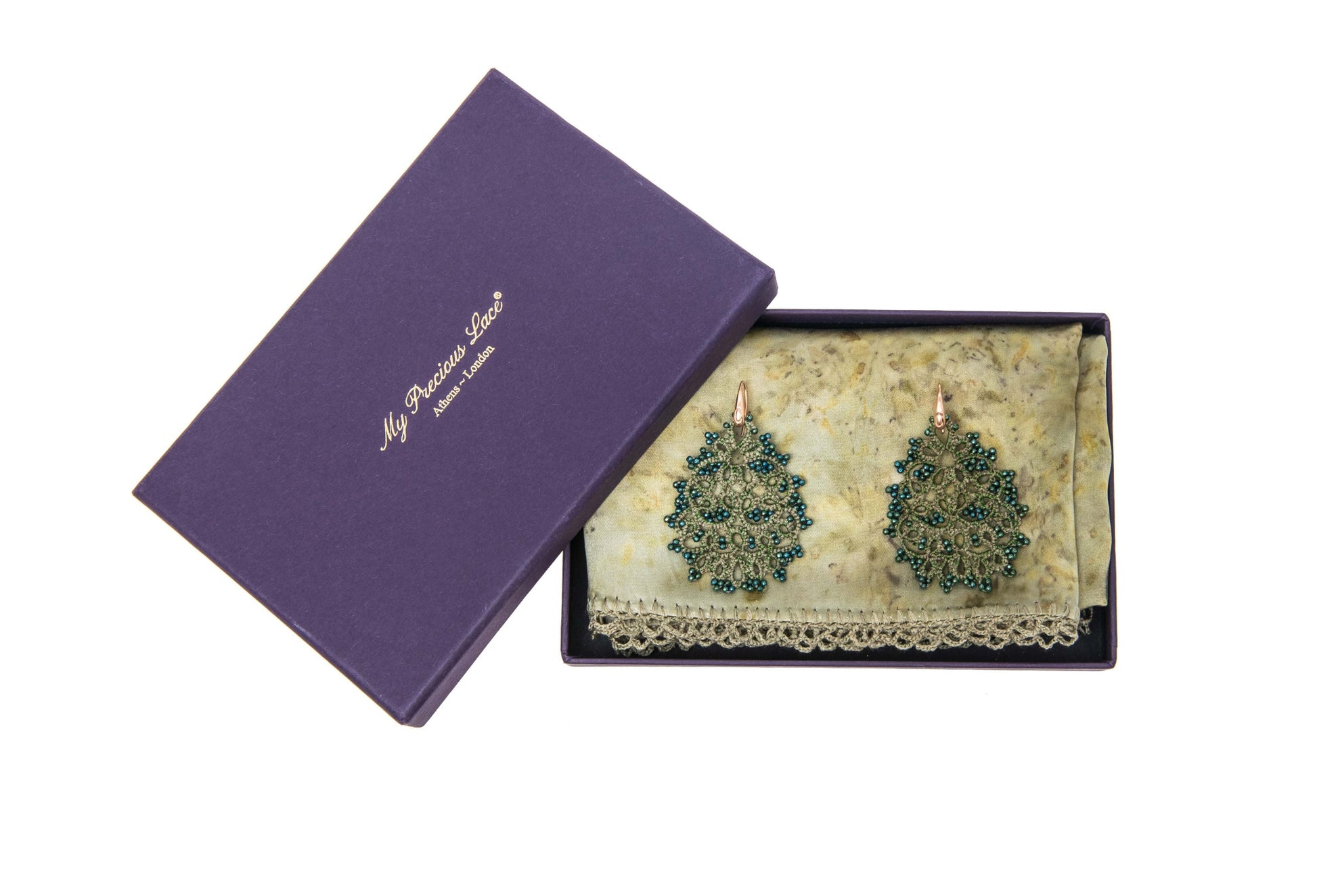 Botanically dyed scarf and earrings gift box set