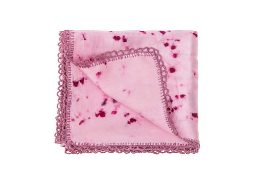 View of Botanically dyed silk scarf, magenta 