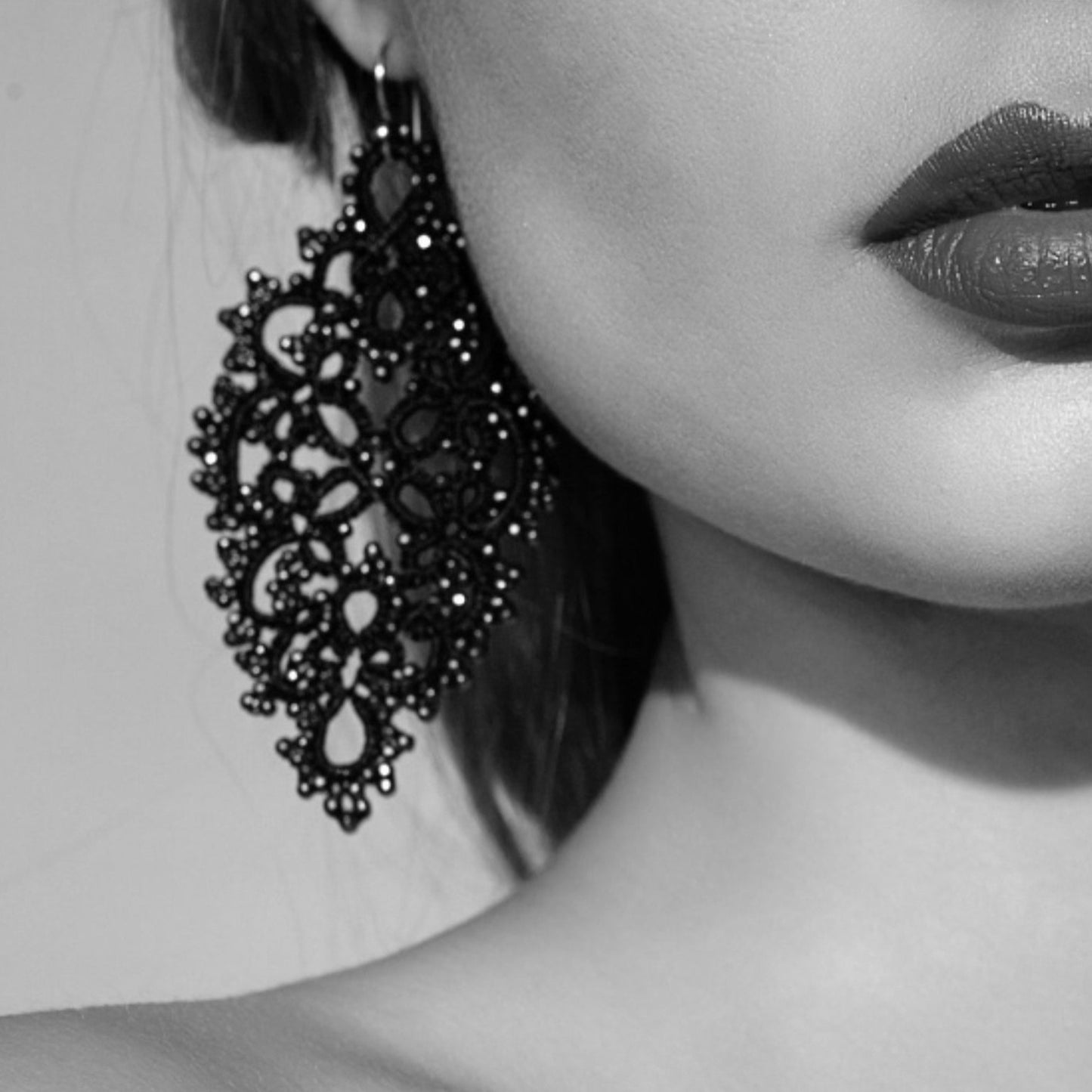Diana lace earrings, burgundy dark grey