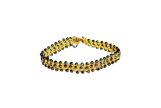 Tennis handcrafted gemstone lace bracelet, gold green