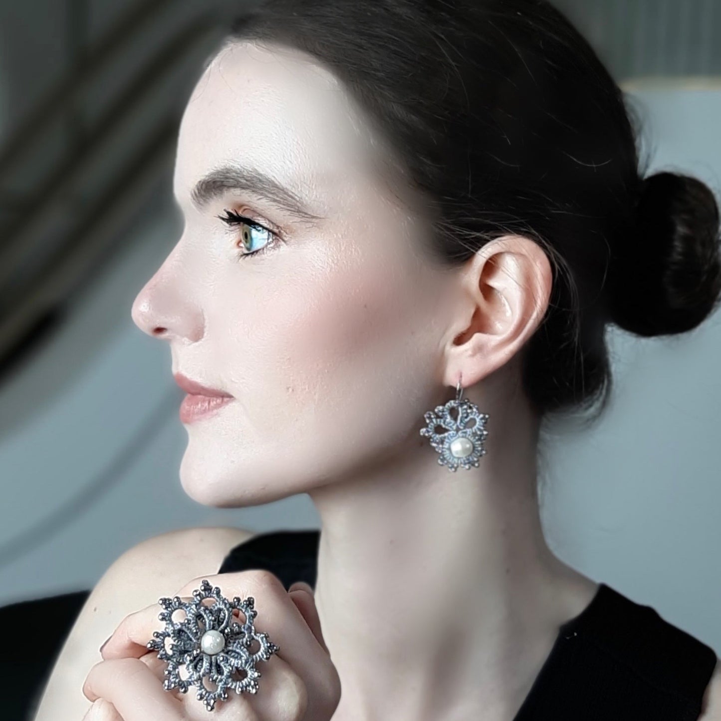 Claire lace earrings, copper bronze