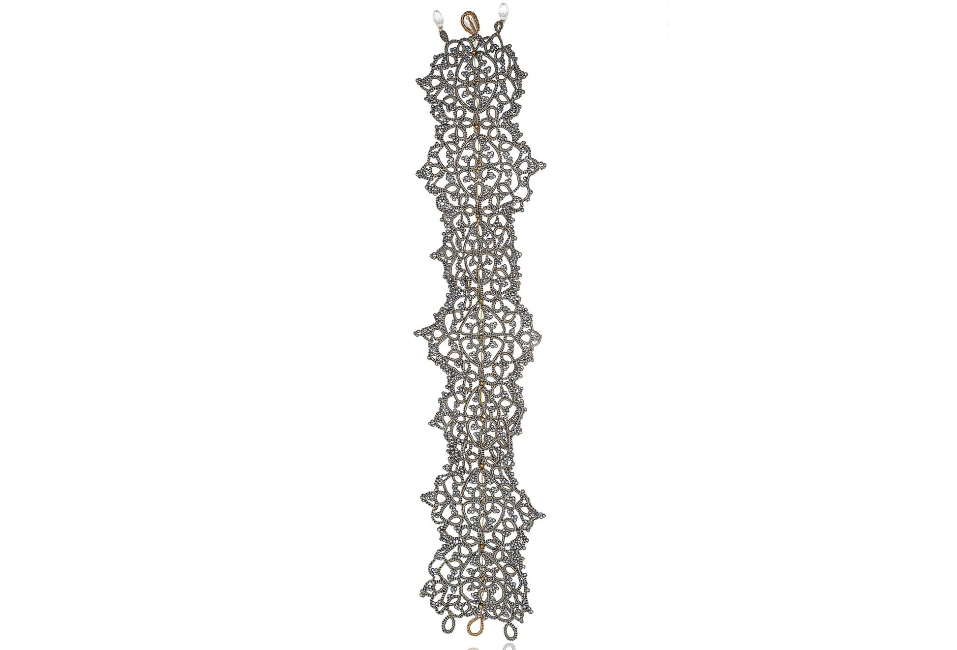 Contessina Lace JewelleryAriadne lace choker, grey gold silver