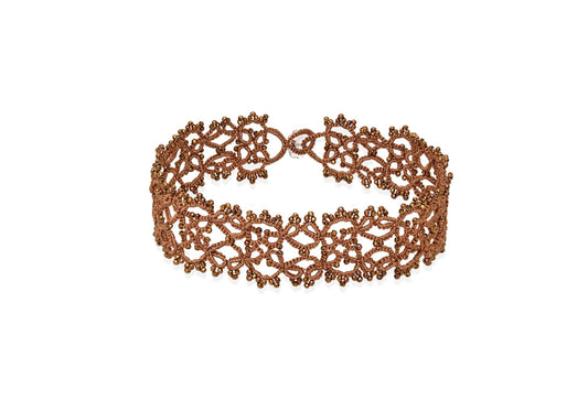 Art Deco handcrafted gemstone lace choker bronze