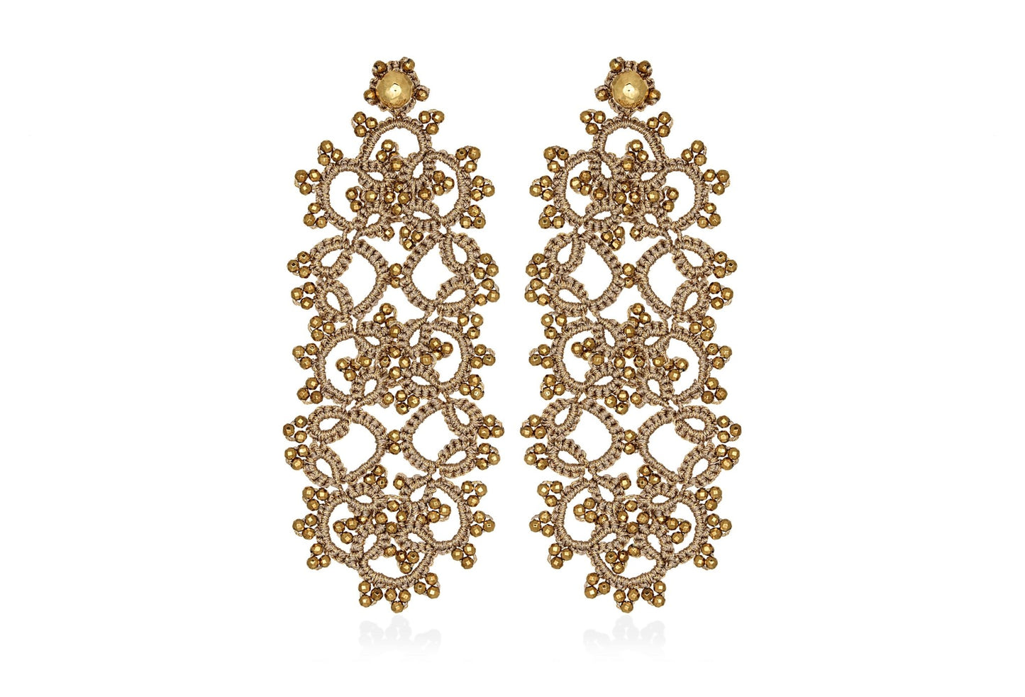 Contessina Lace JewelleryArt Deco large lace earrings, gold