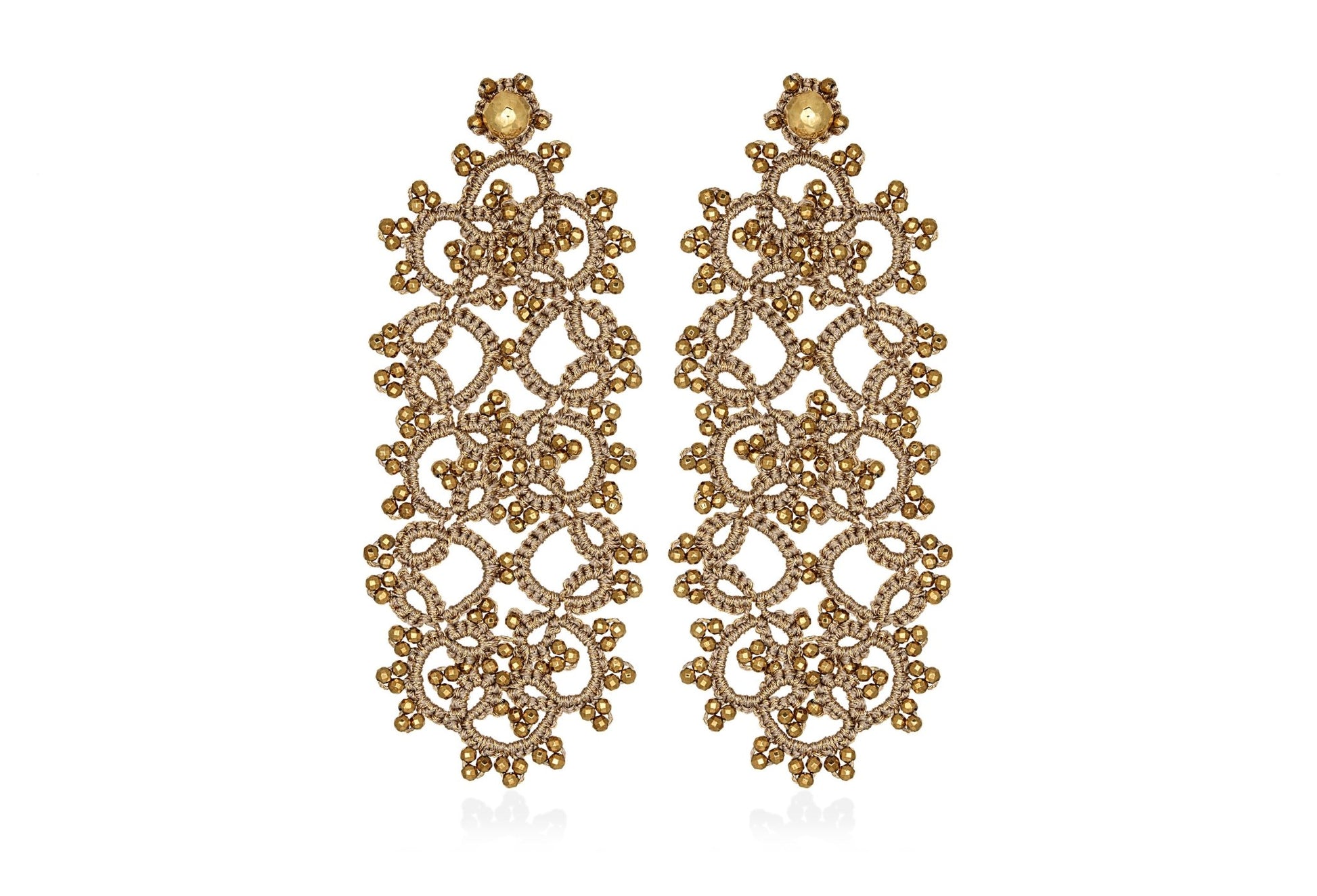 Contessina Lace JewelleryArt Deco large lace earrings, gold