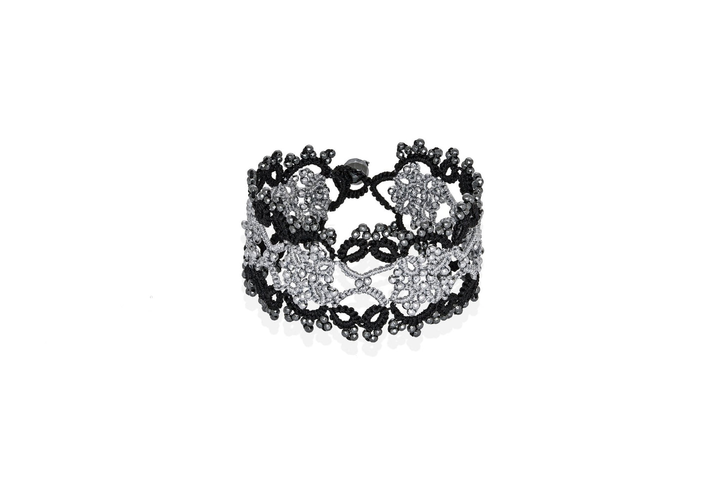 Contessina Lace JewelleryArt Deco small lace bracelet, black silver