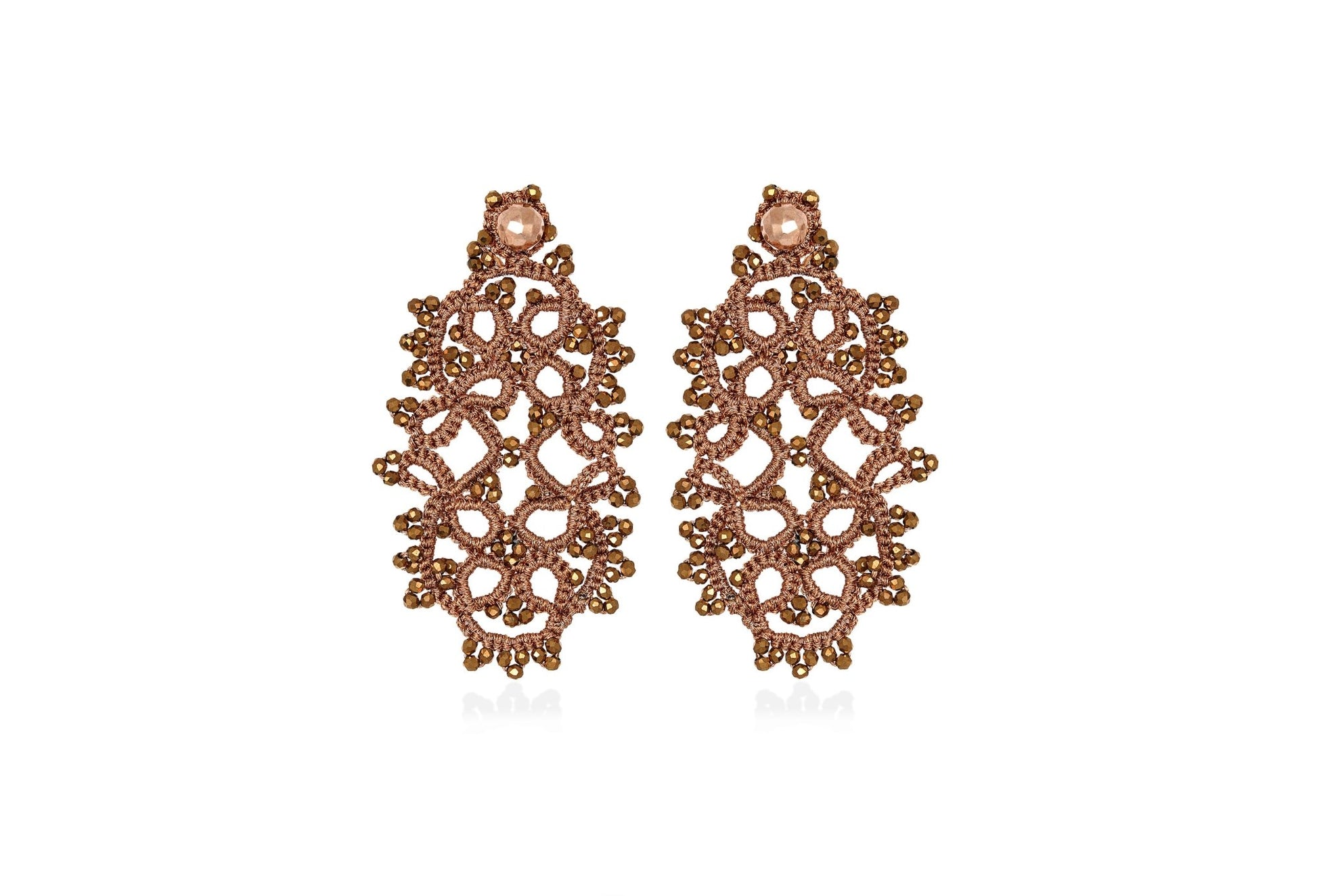 Contessina Lace JewelleryArt Deco small lace earrings, copper bronze