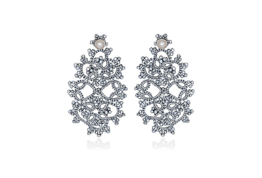 Contessina Lace JewelleryArt Deco small lace earrings, silver