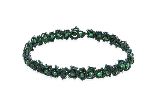 Contessina Lace JewelleryAvatar lace choker, green cat's eye