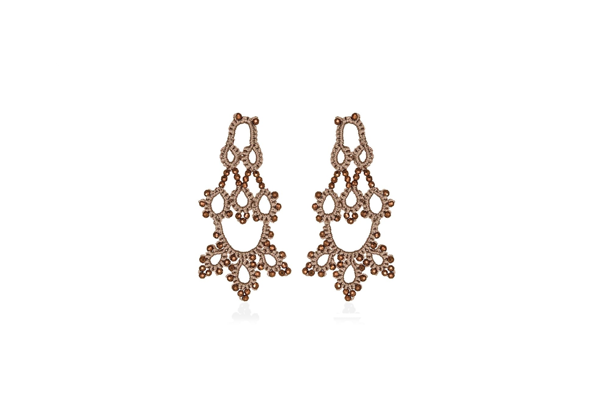 Contessina Lace JewelleryBijoux lace earrings, chocolat bronze