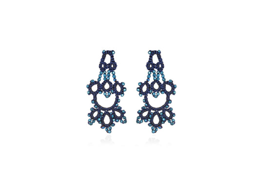 Contessina Lace JewelleryBijoux lace earrings, navy blue