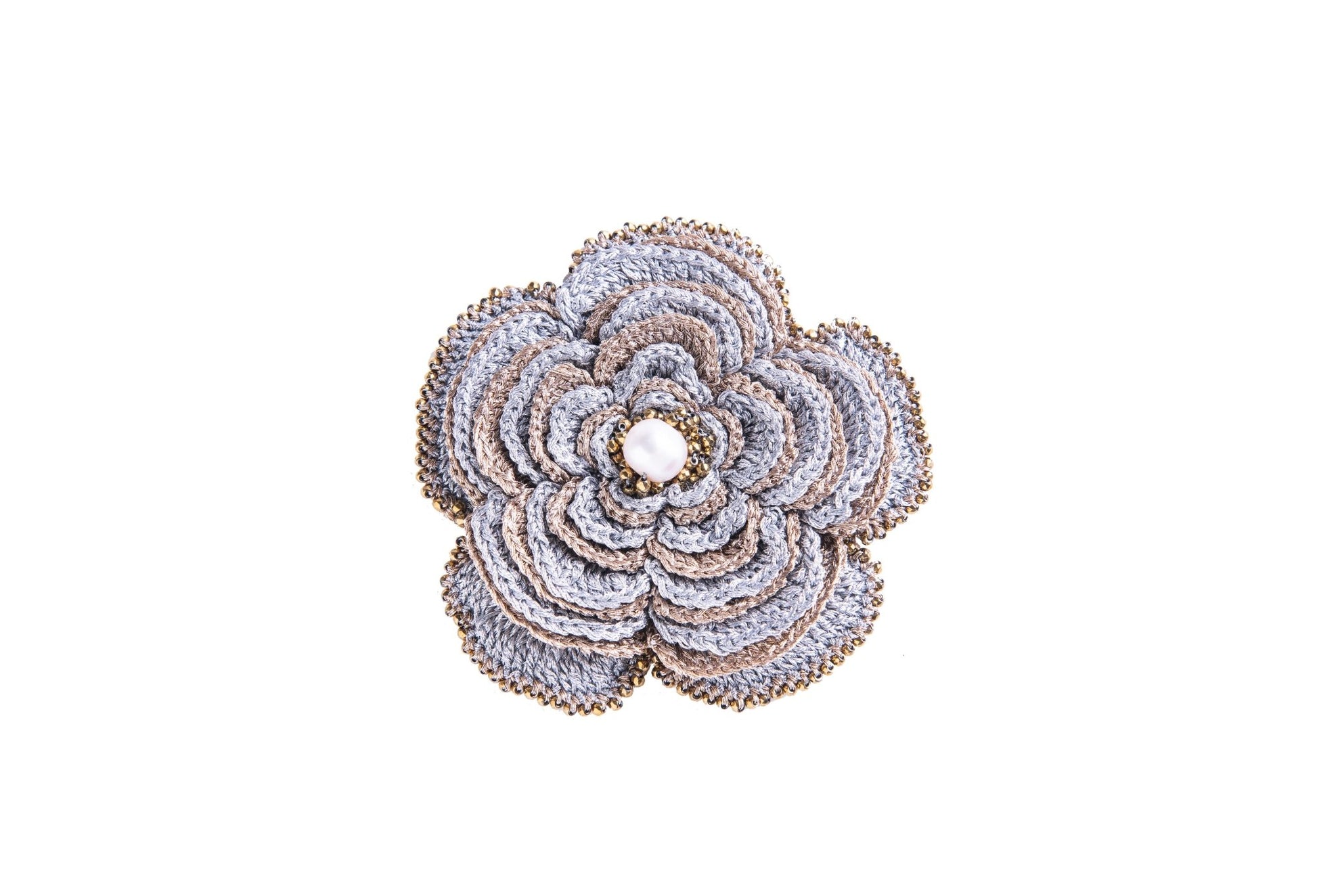 Contessina Lace JewelleryCamelia brooch, rose gold silver