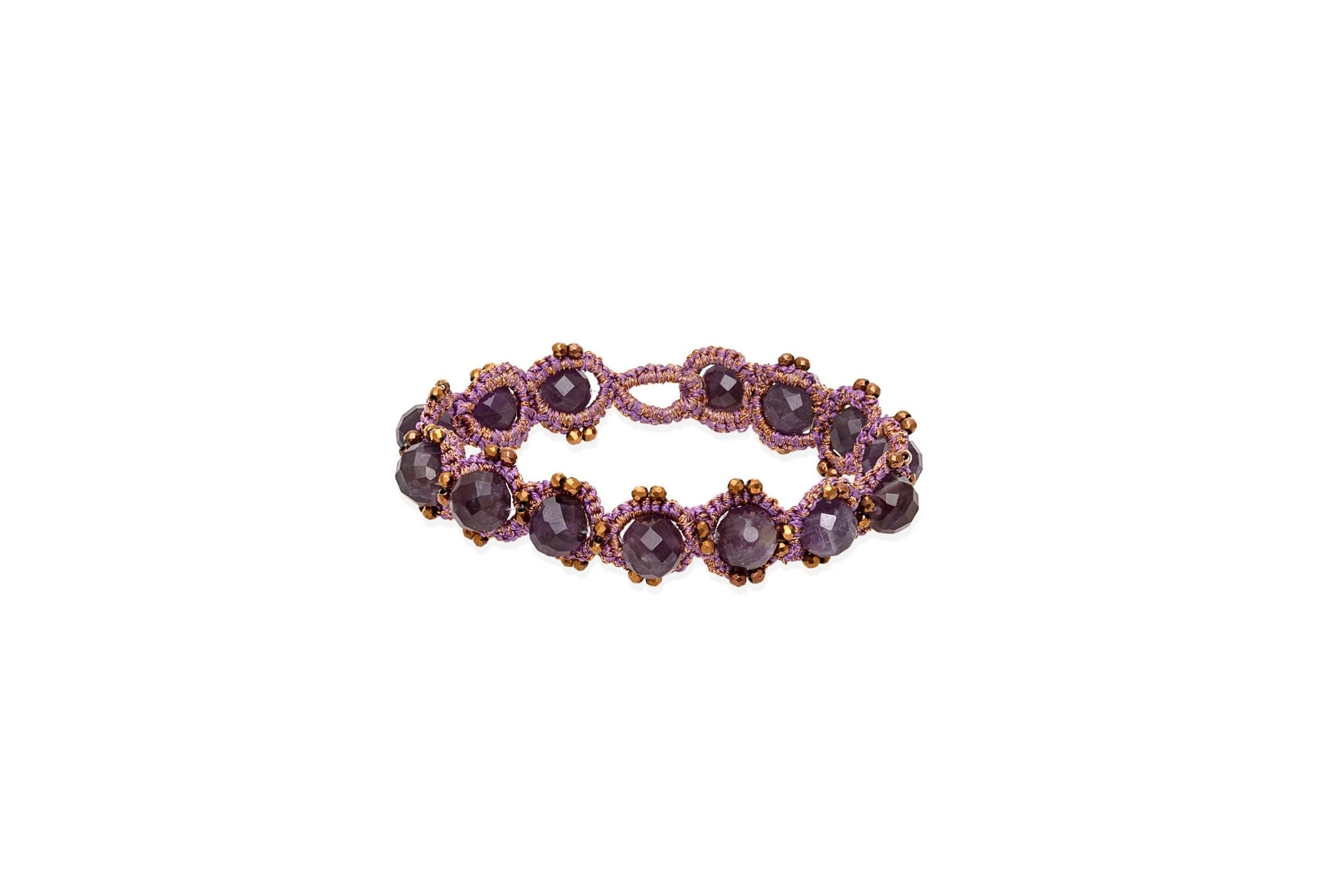 Chic handcrafted gemstone lace bracelet amethyst