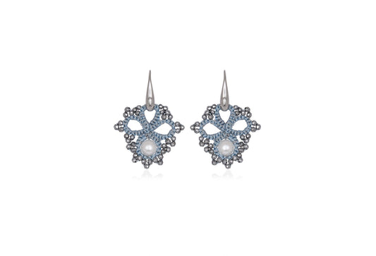 Contessina Lace JewelleryClaire lace earrings, baby blue dark grey