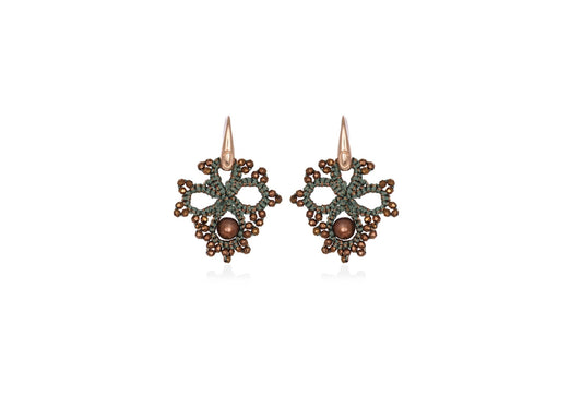 Contessina Lace JewelleryClaire lace earrings, olive green bronze