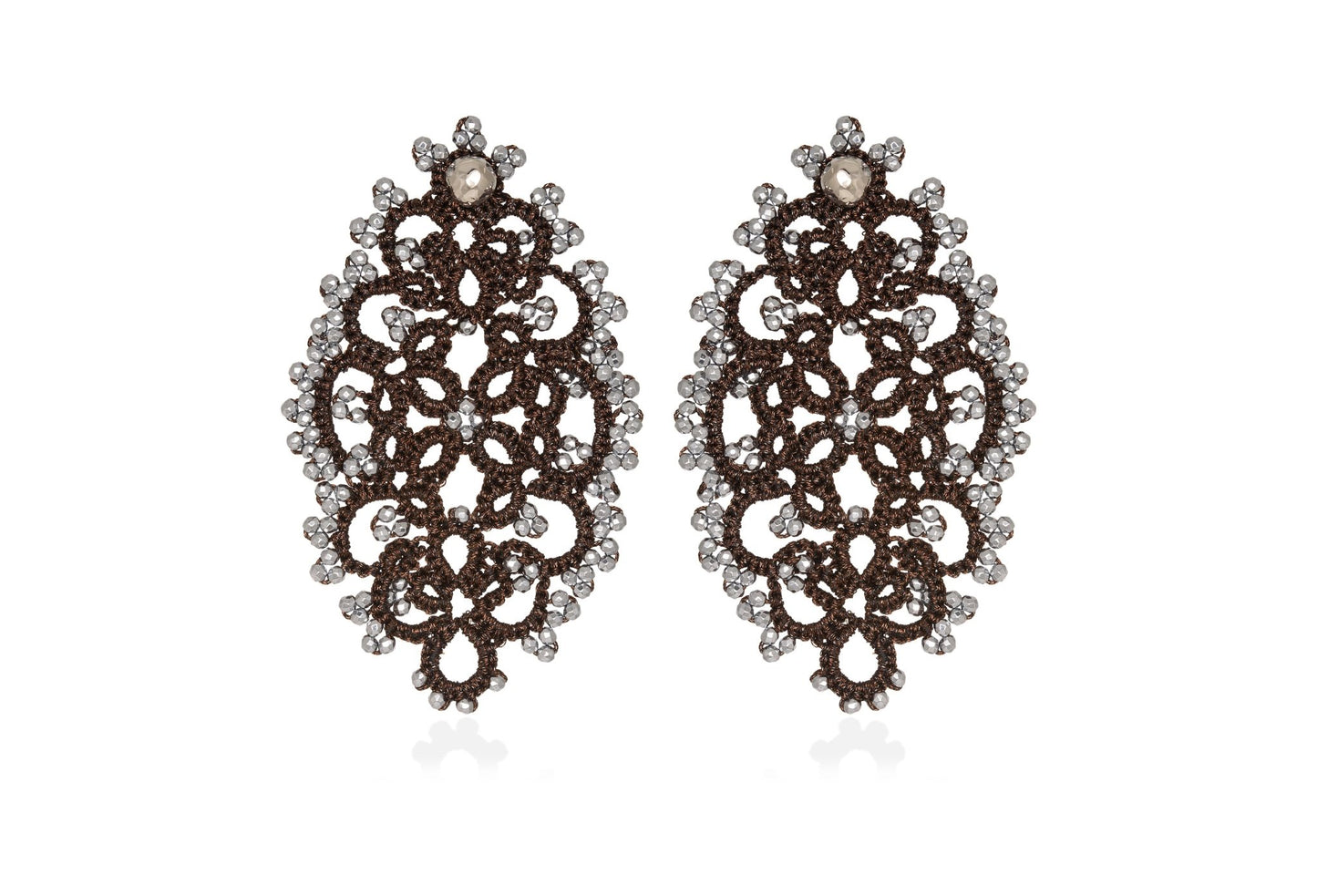 Diana handcrafted gemstone lace earrings bronze silver