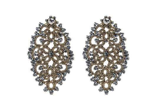 Contessina Lace JewelleryDiana lace earrings, olive dark grey