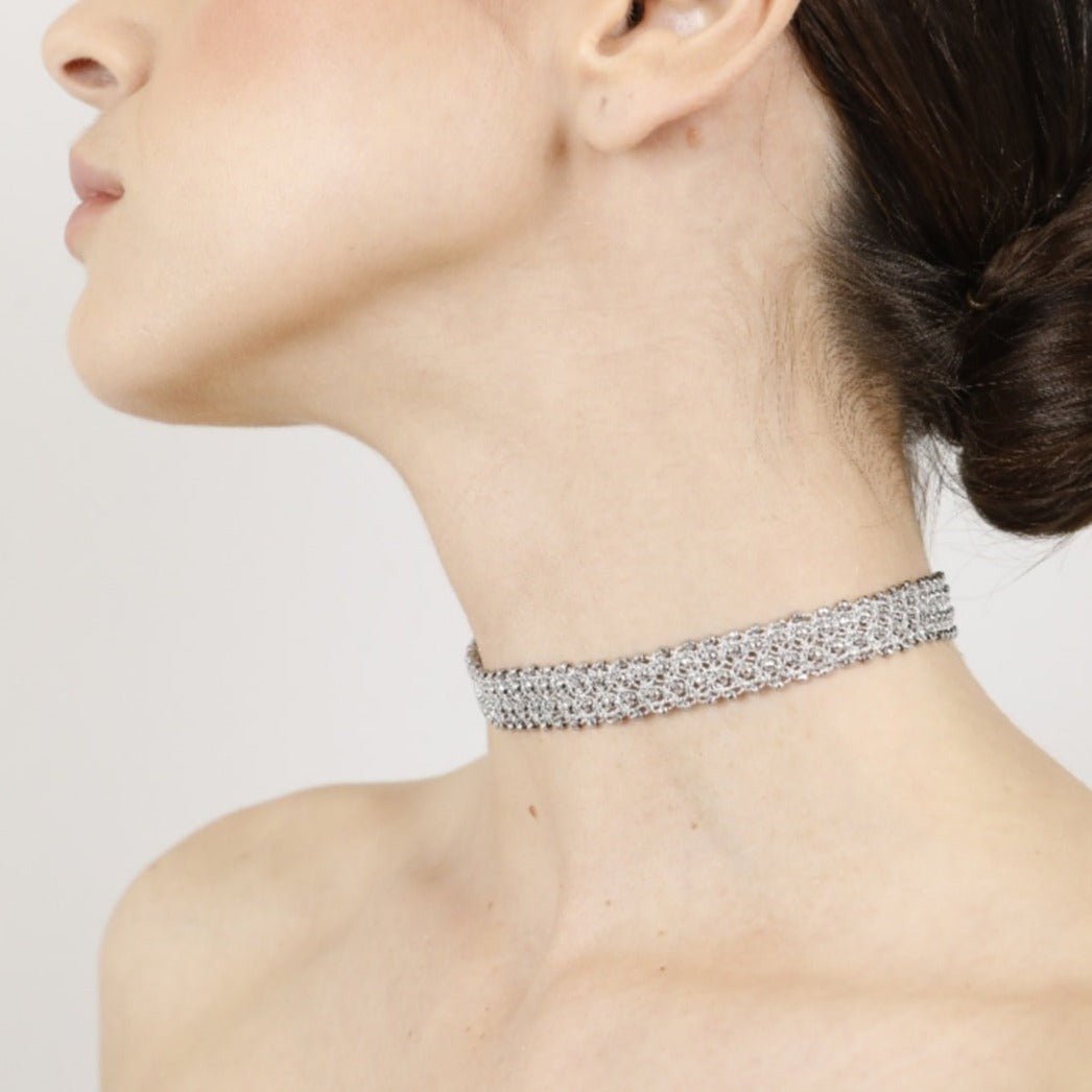 Contessina Lace JewelleryFine lace choker, silver