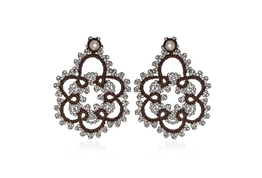 Contessina Lace JewelleryFlower lace earrings, bronze silver