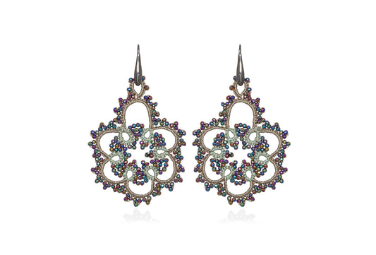 Contessina Lace JewelleryFlower lace earrings, mint rainbow