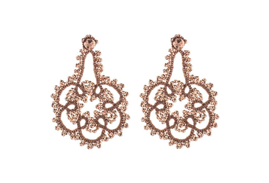 Contessina Lace JewelleryFlower lace earrings, peach fuzz