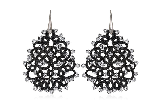 Contessina Lace JewelleryGaia lace earrings, black silver