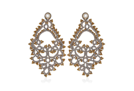 Contessina Lace JewelleryGodiva lace earrings, grey gold