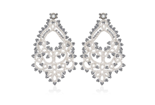 Contessina Lace JewelleryGodiva lace earrings, white silver