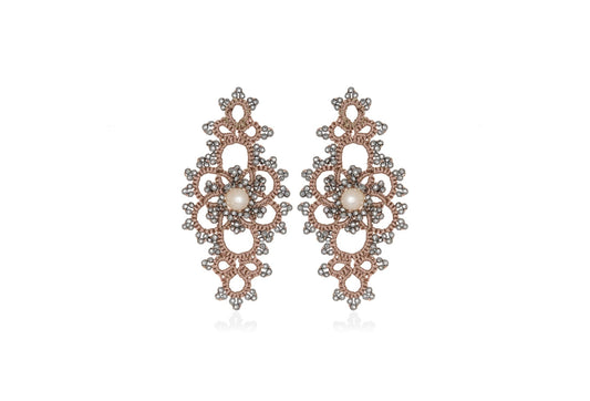 Contessina Lace JewelleryGrace lace earrings, nude silver